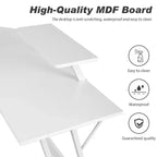 Bureau d'angle en forme de L FDW, bureau de jeu, bureau d'ordinateur avec grand plateau, idéal pour étudier, travailler et jouer à la maison ou au bureau