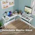 Bureau d'angle en forme de L FDW, bureau de jeu, bureau d'ordinateur avec grand plateau, idéal pour étudier, travailler et jouer à la maison ou au bureau