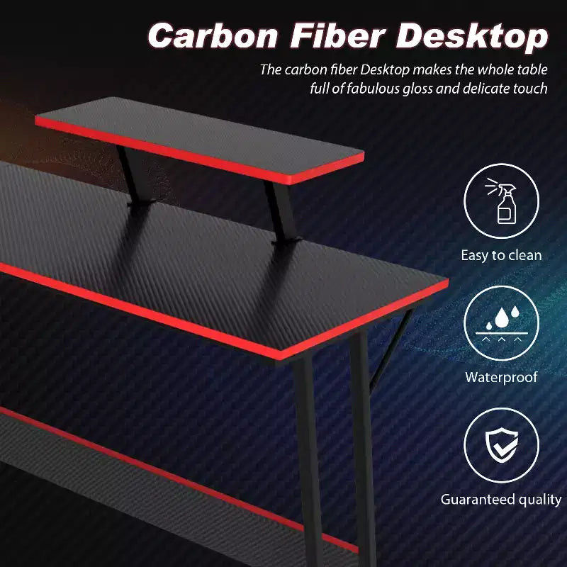 Bureau d'angle en forme de L FDW, bureau de jeu, bureau d'ordinateur avec grand plateau, idéal pour étudier, travailler et jouer à la maison ou au bureau