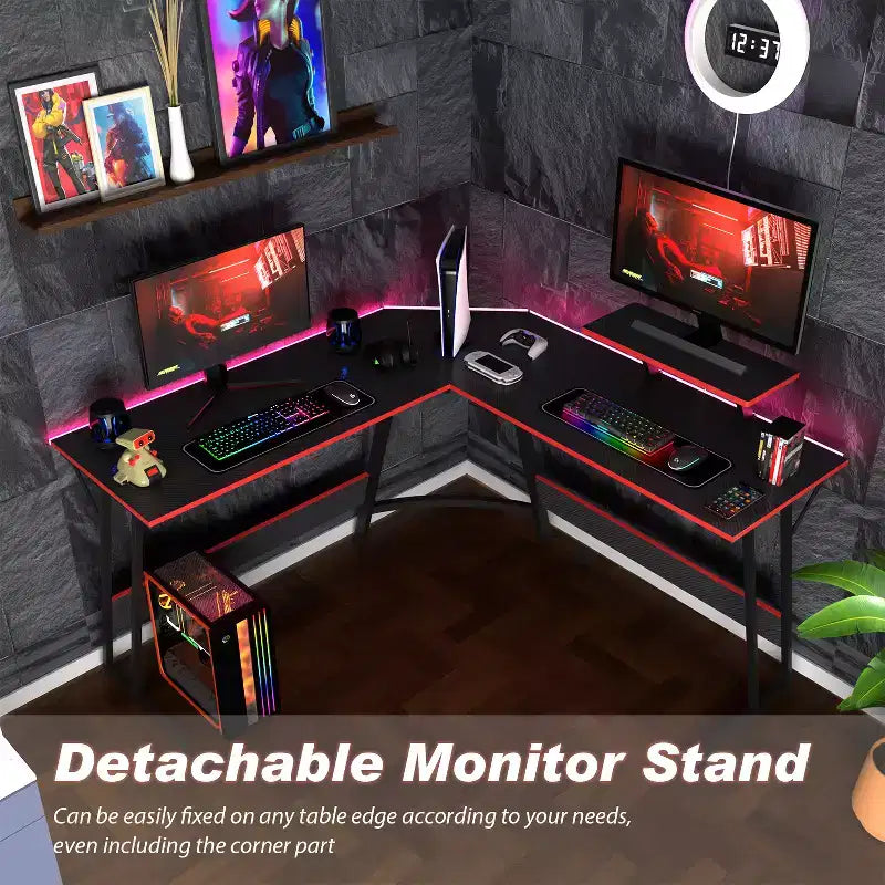 Bureau d'angle en forme de L FDW, bureau de jeu, bureau d'ordinateur avec grand plateau, idéal pour étudier, travailler et jouer à la maison ou au bureau