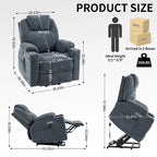 Fauteuil inclinable motorisé jusqu'à 158 kg (350 livres) en chenille avec mécanisme d'inclinaison robuste, 8 points de massage vibrant et lombaire