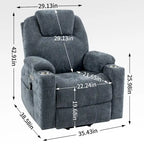 Fauteuil inclinable motorisé jusqu'à 158 kg (350 livres) en chenille avec mécanisme d'inclinaison robuste, 8 points de massage vibrant et lombaire