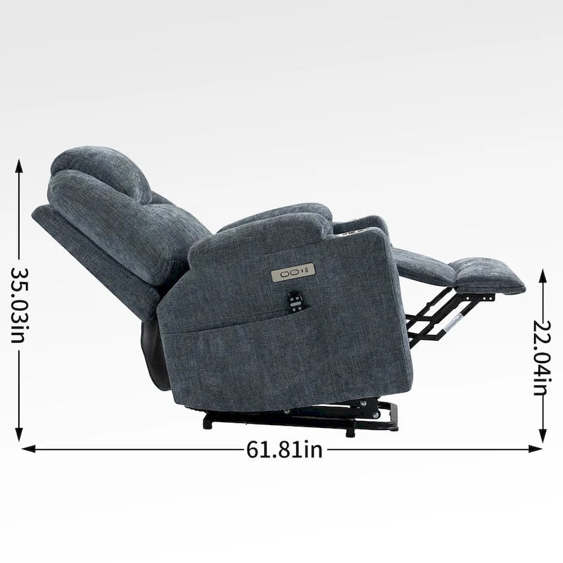 Fauteuil inclinable motorisé jusqu'à 158 kg (350 livres) en chenille avec mécanisme d'inclinaison robuste, 8 points de massage vibrant et lombaire