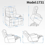 Fauteuil inclinable motorisé jusqu'à 158 kg (350 livres) en chenille avec mécanisme d'inclinaison robuste, 8 points de massage vibrant et lombaire