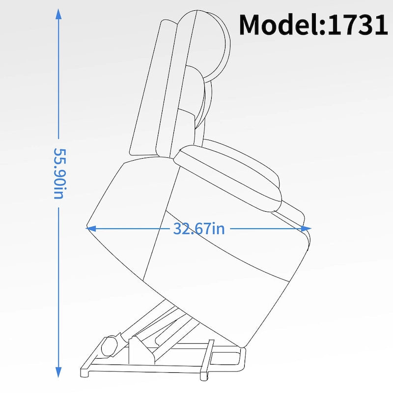 Fauteuil inclinable motorisé jusqu'à 158 kg (350 livres) en chenille avec mécanisme d'inclinaison robuste, 8 points de massage vibrant et lombaire