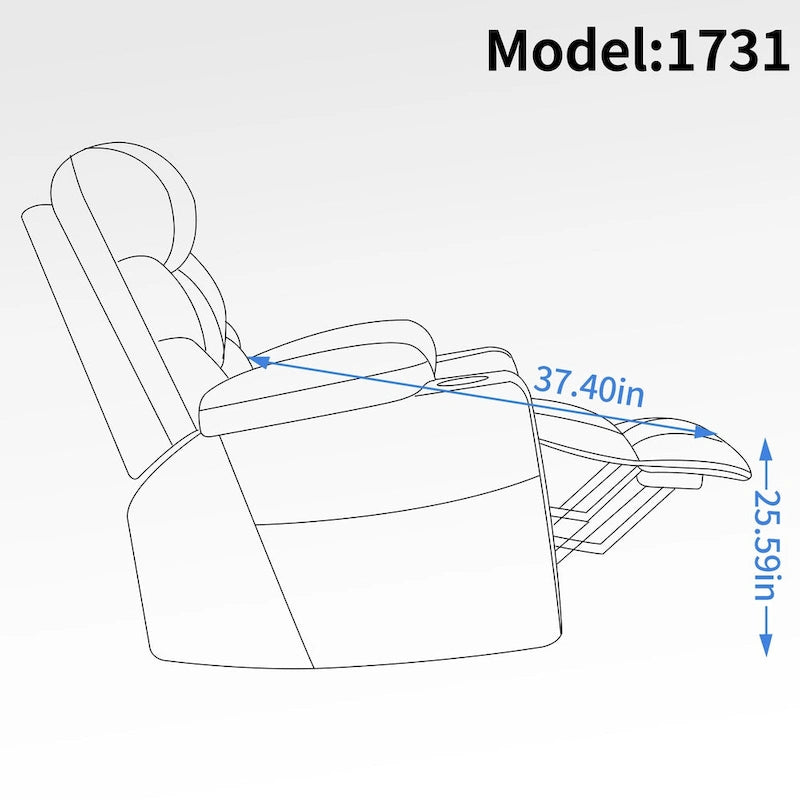 Fauteuil inclinable motorisé jusqu'à 158 kg (350 livres) en chenille avec mécanisme d'inclinaison robuste, 8 points de massage vibrant et lombaire