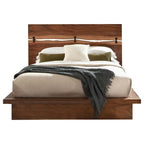 Ensemble de chambre à coucher 2 pièces Mallory, coloris Noyer fumé et Grain de café, avec commode