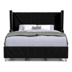Ensemble de chambre à coucher 5 pièces Ambrosia Glam en tissu noir capitonné avec clous décoratifs, par Furniture of America