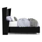 Ensemble de chambre à coucher 5 pièces Ambrosia Glam en tissu noir capitonné avec clous décoratifs, par Furniture of America