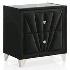 Ensemble de chambre à coucher 5 pièces Ambrosia Glam en tissu noir capitonné avec clous décoratifs, par Furniture of America
