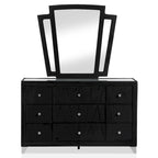 Ensemble de chambre à coucher 5 pièces Ambrosia Glam en tissu noir capitonné avec clous décoratifs, par Furniture of America