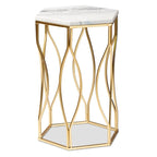 Table d'appoint en métal, moderne et contemporaine, avec plateau en marbre véritable