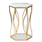Table d'appoint en métal, moderne et contemporaine, avec plateau en marbre véritable