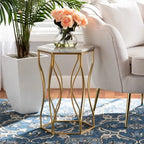 Table d'appoint en métal, moderne et contemporaine, avec plateau en marbre véritable