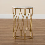 Table d'appoint en métal, moderne et contemporaine, avec plateau en marbre véritable