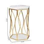 Table d'appoint en métal, moderne et contemporaine, avec plateau en marbre véritable