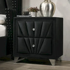Ensemble de chambre à coucher 3 pièces Ambrosia Glam en tissu noir capitonné avec clous décoratifs, par Furniture of America