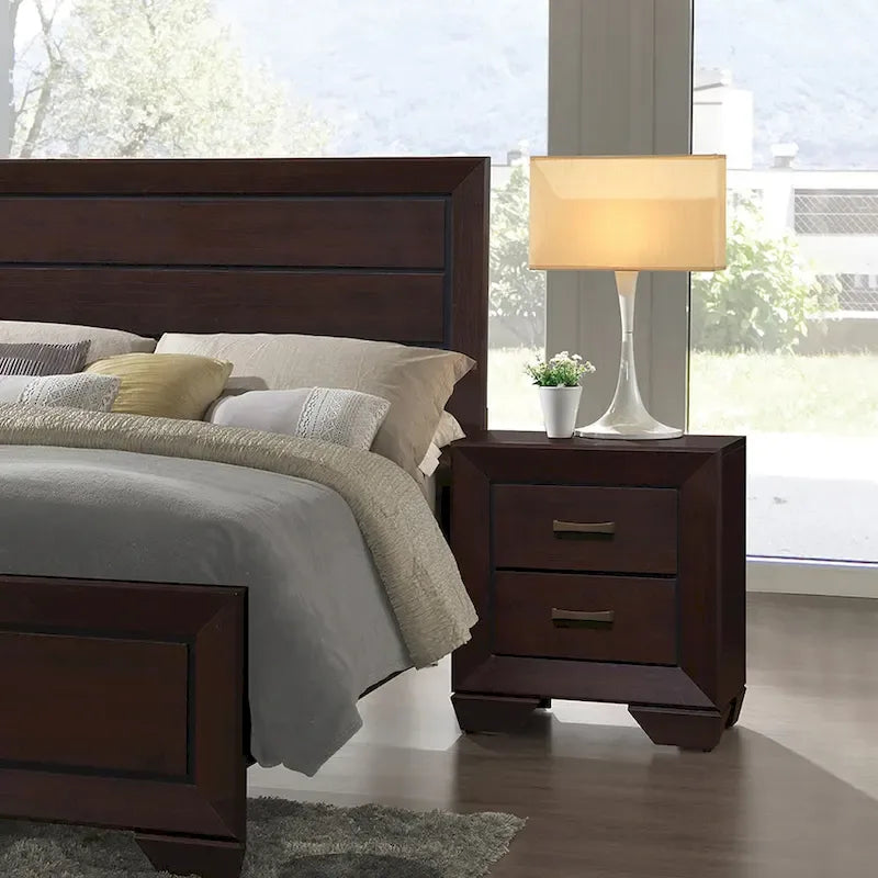 Set da camera da letto imbottito Warwick Brown e Dark Cocoa, 4 pezzi