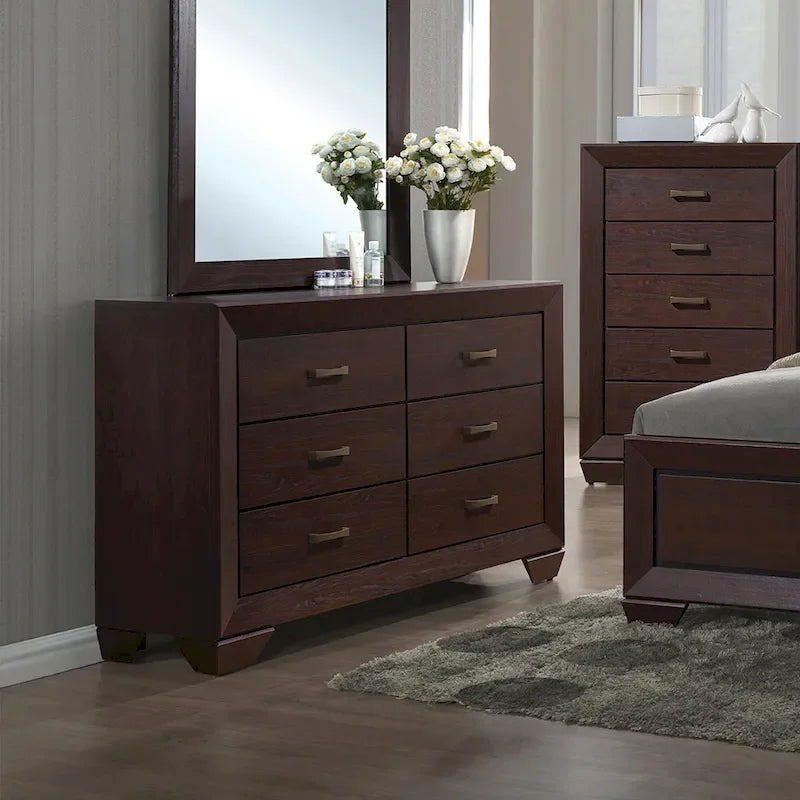 Set da camera da letto imbottito Warwick Brown e Dark Cocoa, 4 pezzi