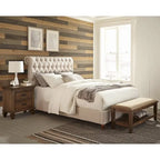 Ensemble de chambre à coucher à panneaux 4 pièces Clemence beige et chêne bruni
