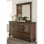 Ensemble de chambre à coucher à panneaux 4 pièces Clemence beige et chêne bruni