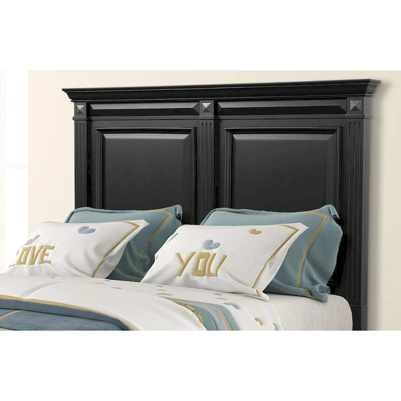 Ensemble de chambre à coucher Roundhill Furniture Renova Vintage à panneaux de bois noirs
