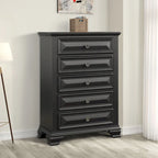 Ensemble de chambre à coucher Roundhill Furniture Renova Vintage à panneaux de bois noirs