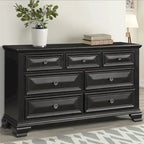 Ensemble de chambre à coucher Roundhill Furniture Renova Vintage à panneaux de bois noirs
