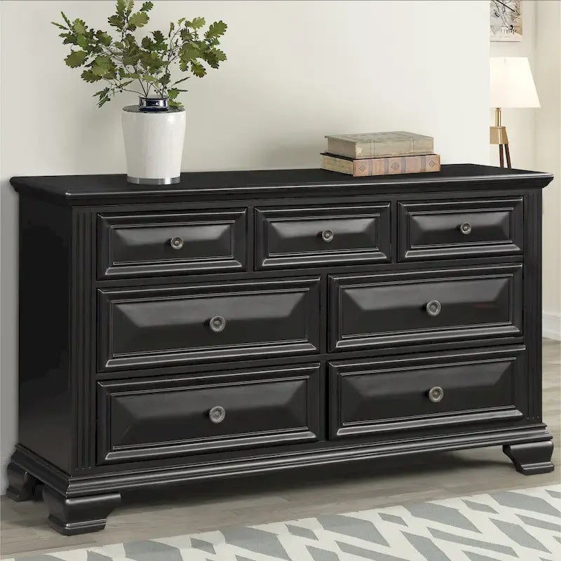 Ensemble de chambre à coucher Roundhill Furniture Renova Vintage à panneaux de bois noirs