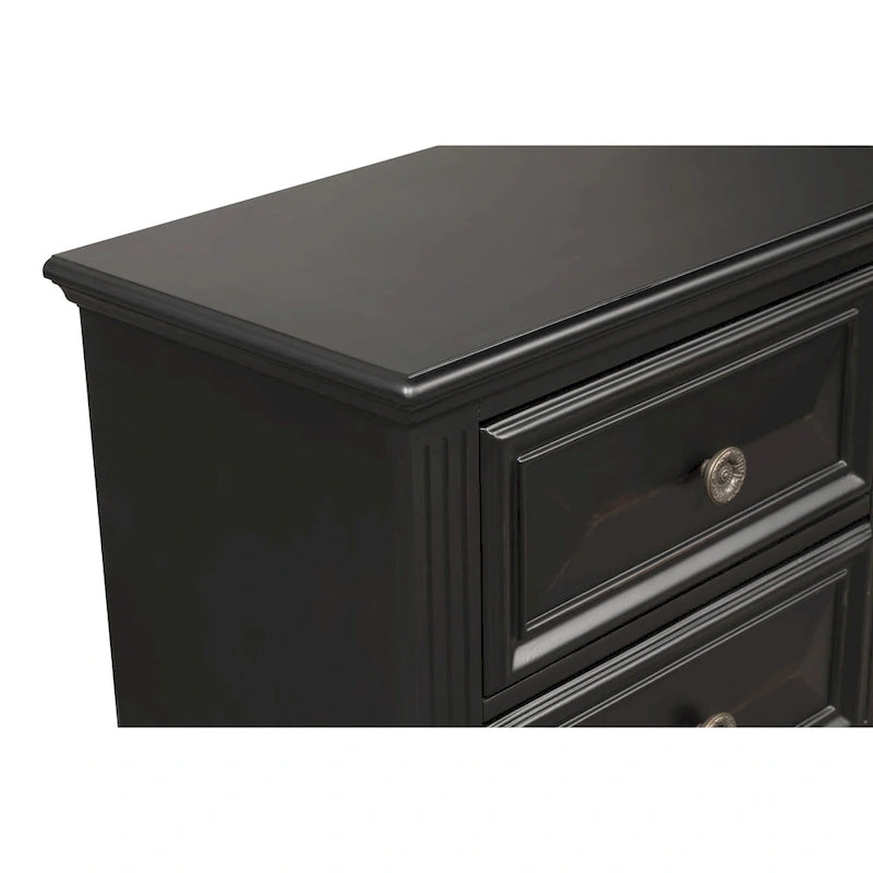 Ensemble de chambre à coucher Roundhill Furniture Renova Vintage à panneaux de bois noirs