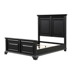 Ensemble de chambre à coucher Roundhill Furniture Renova Vintage en bois noir, comprenant un lit à panneaux, une commode, un miroir et deux tables de chevet.