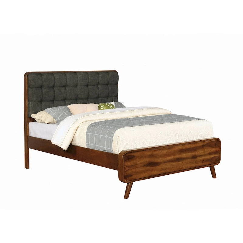 Set da 5 Pezzi Camera da Letto Roxbury Moderno Metà Secolo in Noce Scuro