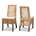 Lot de 2 chaises de salle à manger modernes en rotin naturel marron style bohème