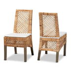 Lot de 2 chaises de salle à manger modernes en rotin naturel marron style bohème