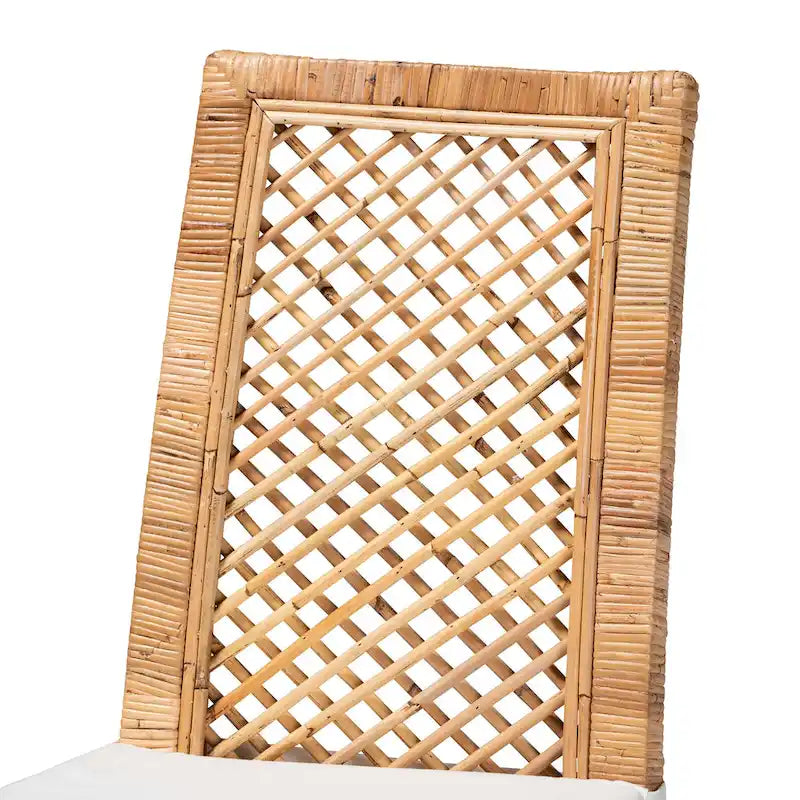 Lot de 2 chaises de salle à manger modernes en rotin naturel marron style bohème