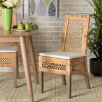 Lot de 2 chaises de salle à manger modernes en rotin naturel marron style bohème
