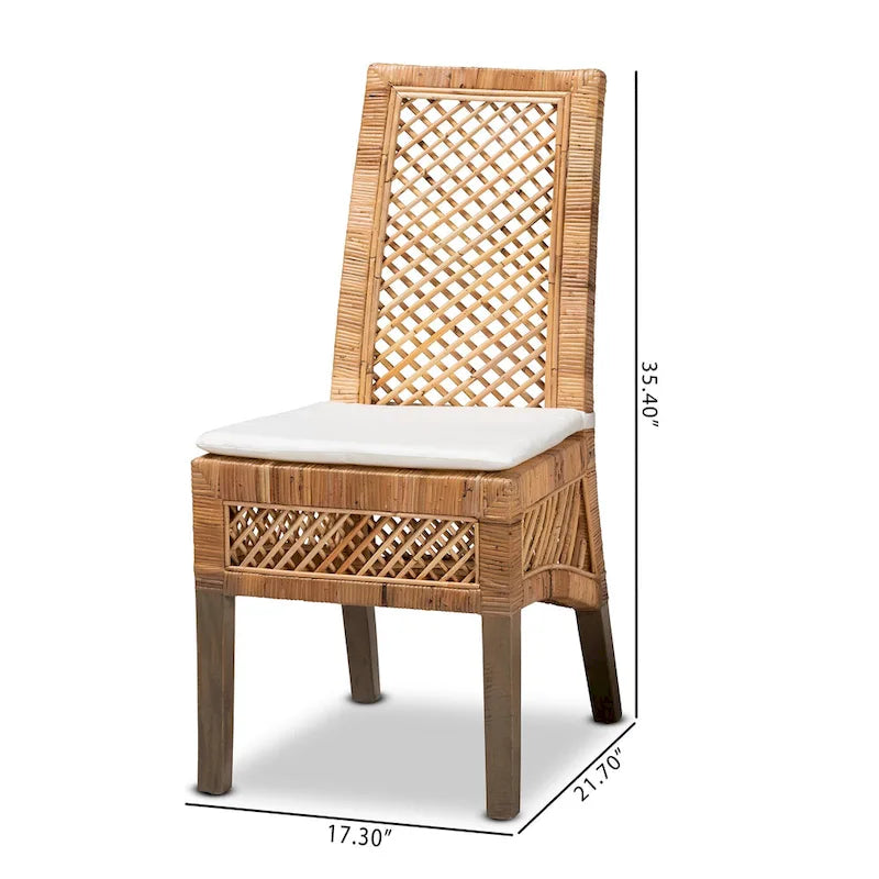 Lot de 2 chaises de salle à manger modernes en rotin naturel marron style bohème