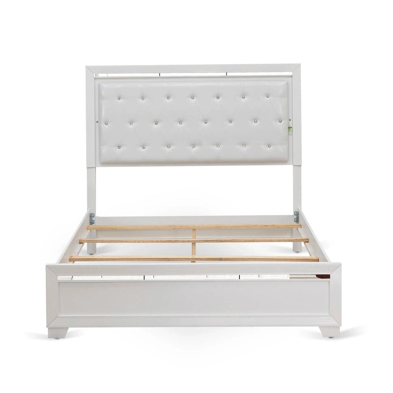 Ensemble de chambre à coucher East West Furniture Pandora en bois, avec cadre de lit queen, finition blanche (option pièces)