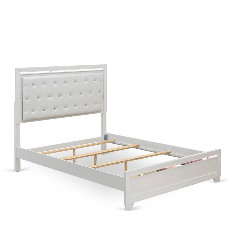 Ensemble de chambre à coucher East West Furniture Pandora en bois, avec cadre de lit queen, finition blanche (option pièces)