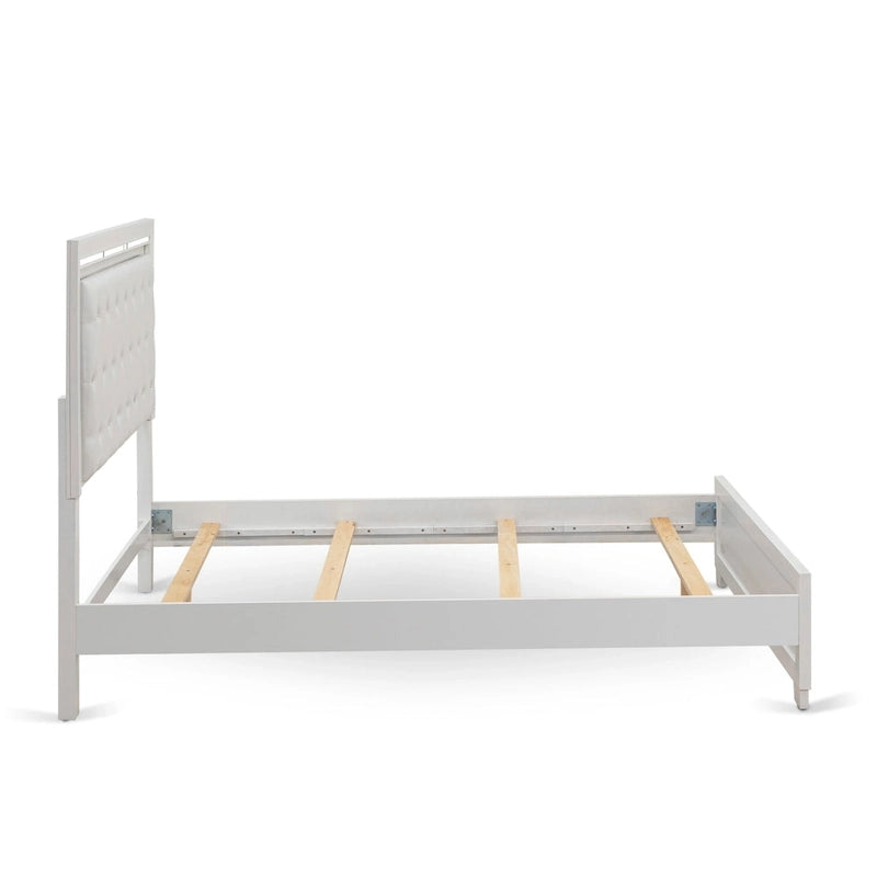 Ensemble de chambre à coucher East West Furniture Pandora en bois, avec cadre de lit queen, finition blanche (option pièces)