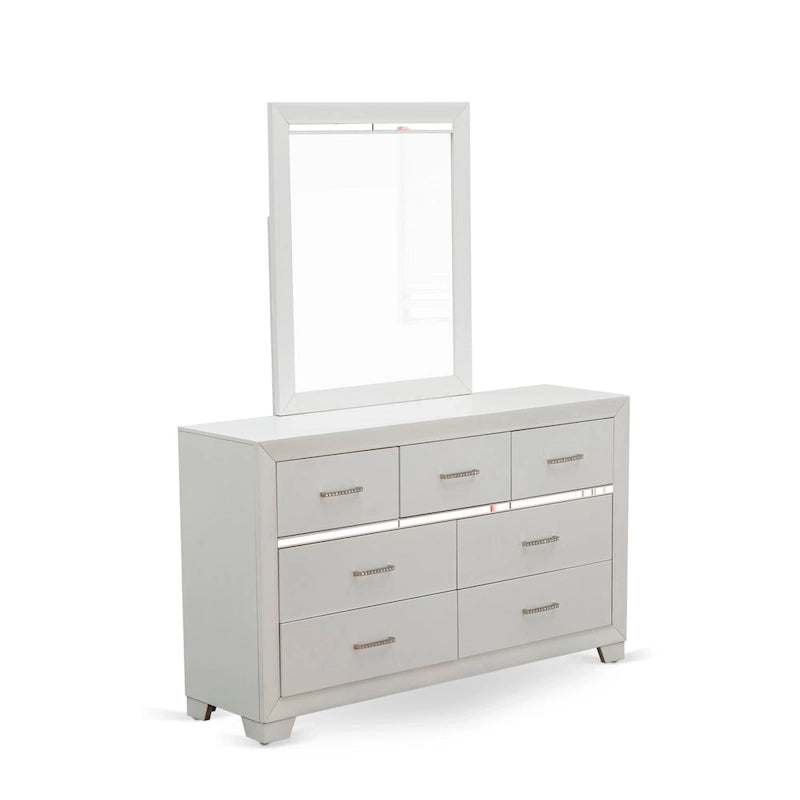 Ensemble de chambre à coucher East West Furniture Pandora en bois, avec cadre de lit queen, finition blanche (option pièces)