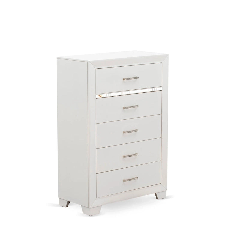 Ensemble de chambre à coucher East West Furniture Pandora en bois, avec cadre de lit queen, finition blanche (option pièces)