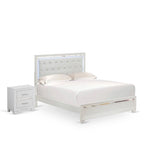 Ensemble de chambre à coucher East West Furniture Pandora en bois, avec cadre de lit queen, finition blanche (option pièces)