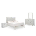 Ensemble de chambre à coucher East West Furniture Pandora en bois, avec cadre de lit queen, finition blanche (option pièces)