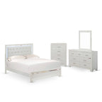 Ensemble de chambre à coucher East West Furniture Pandora en bois, avec cadre de lit queen, finition blanche (option pièces)