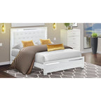 Ensemble de chambre à coucher East West Furniture Pandora en bois, avec cadre de lit queen, finition blanche (option pièces)