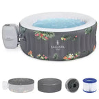 Bestway SaluSpa Aruba AirJet Large Round 2 to 3 Person Inflatable Hot Tub Portable Outdoor Spa with 110 AirJets, Grey