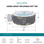 Bestway SaluSpa Aruba AirJet Grand bain à remous gonflable rond pour 2 à 3 personnes, spa extérieur portable avec 110 jets d'air, gris