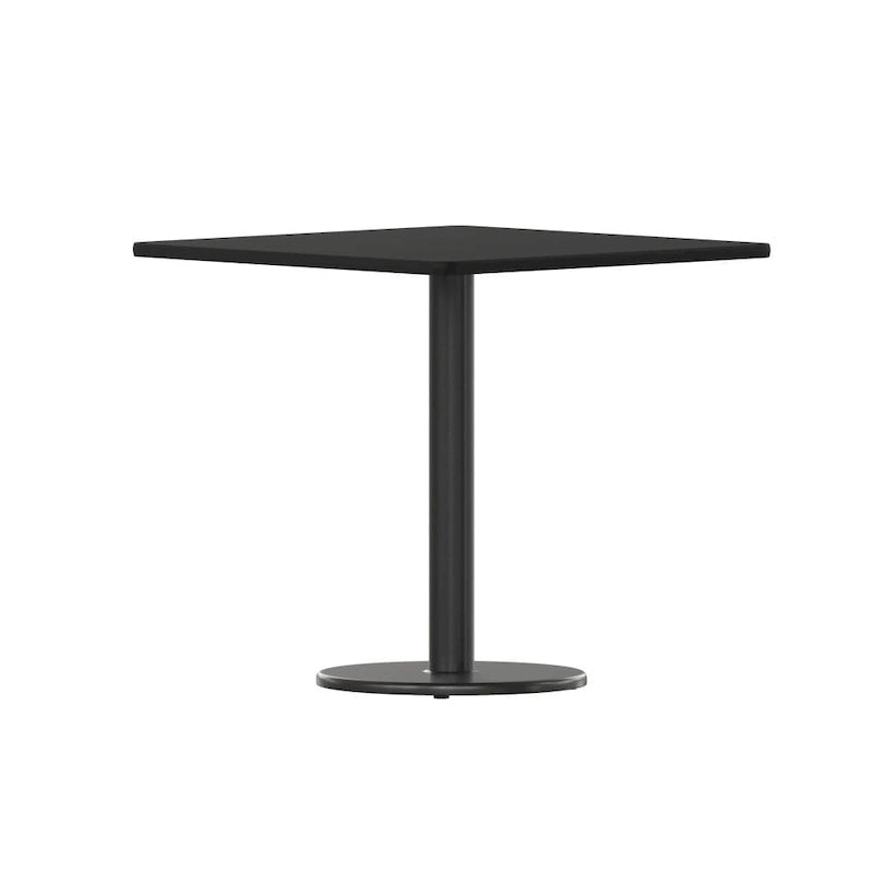 Plateau de table stratifié carré avec base de table ronde de 18 po de hauteur - 30 po L x 30 po P x 31,125 po H