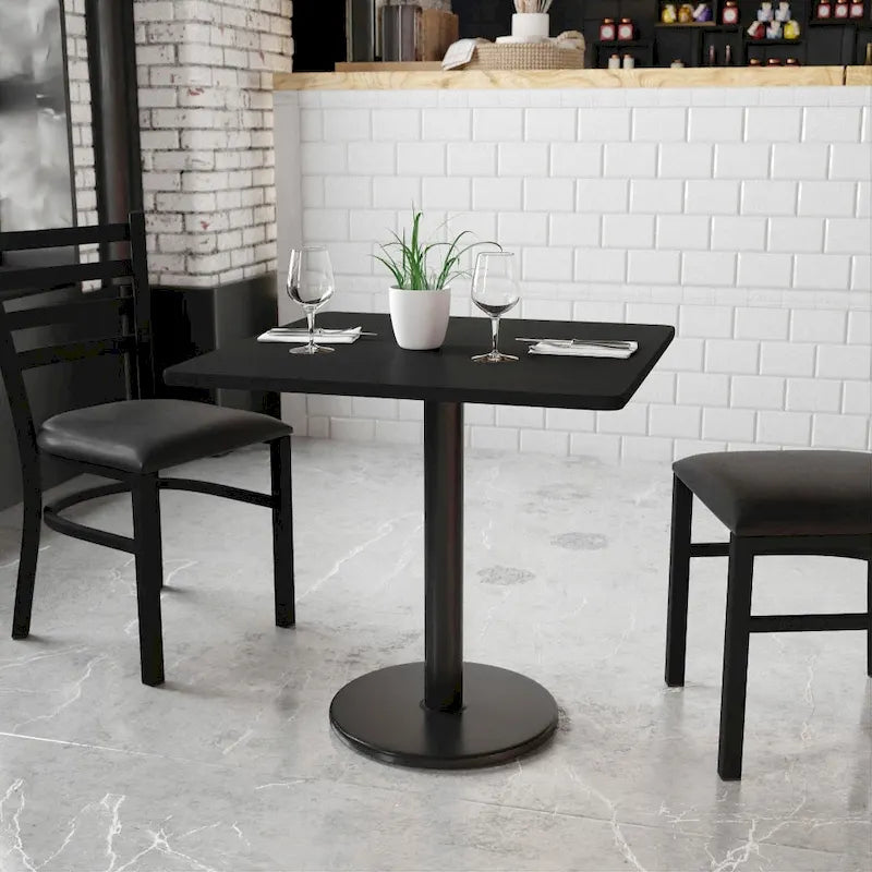 Plateau de table stratifié carré avec base de table ronde de 18 po de hauteur - 30 po L x 30 po P x 31,125 po H